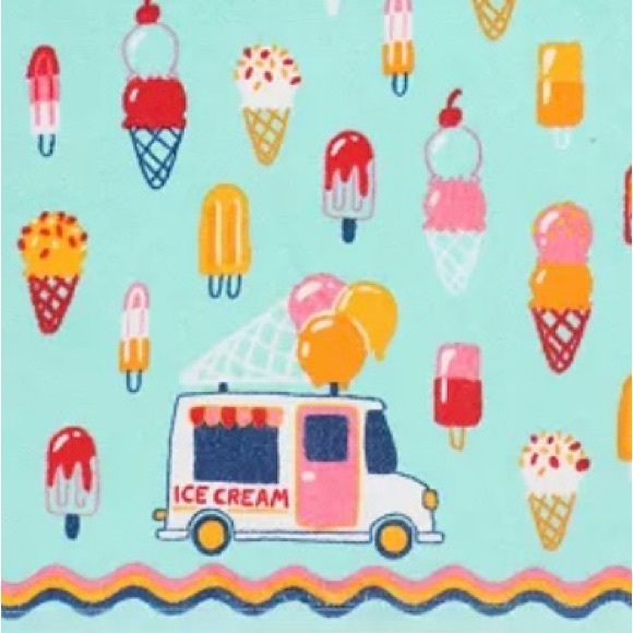 Set of 2 Ice Cream Truck Kitchen Towels Cones Popsicles Scoops Frozen Treats - Picture 3 of 4